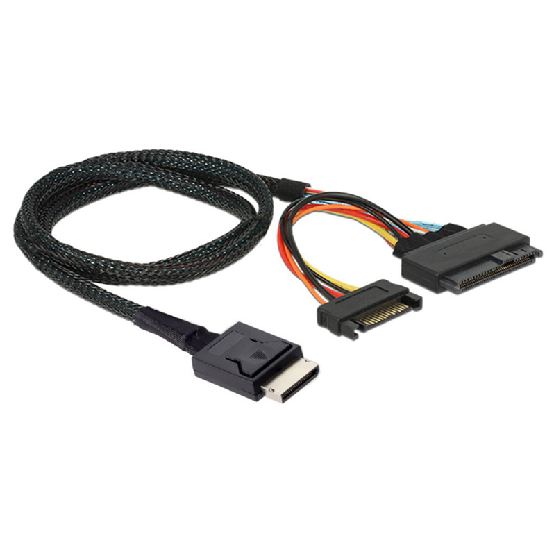 SFF-8611 to SFF-8639 with 15-Pin SATA Power Cable